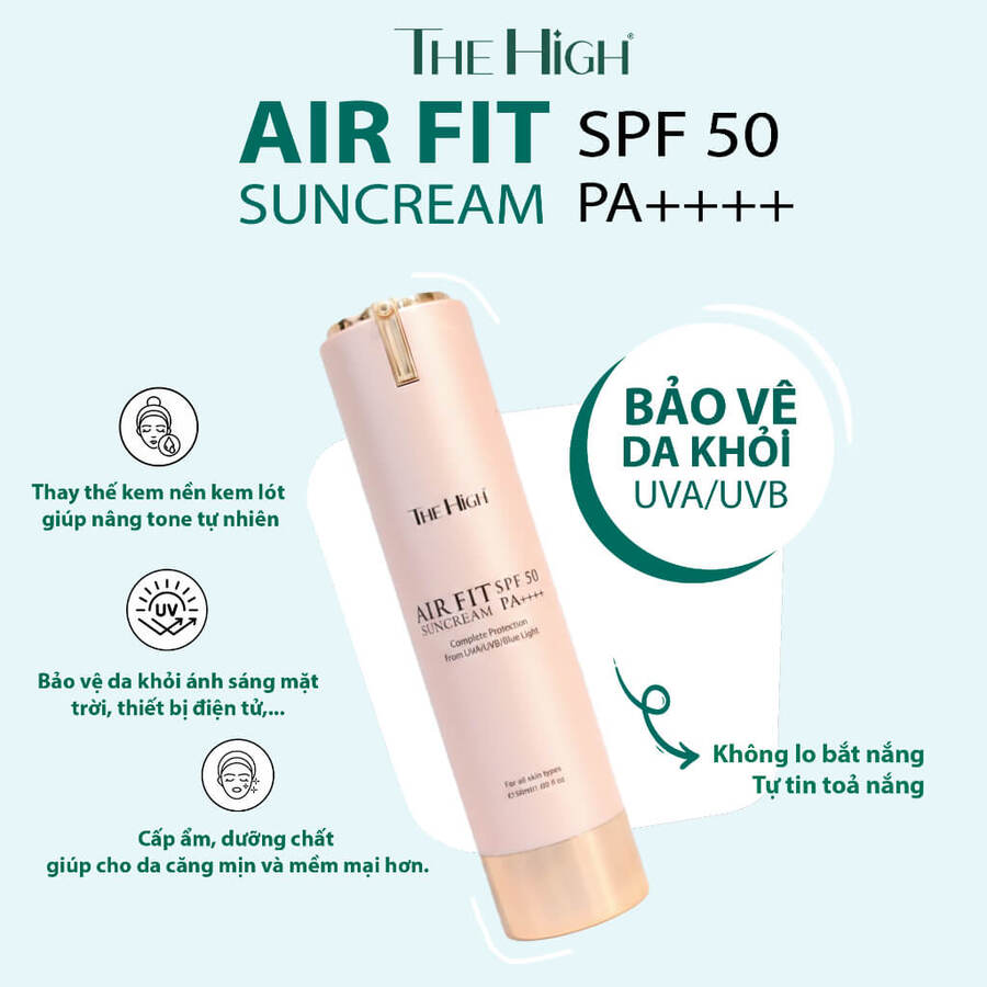 Kem Chống Nắng The High Air Fit Spf50+ bảo vệ da tối ưu mùa nắng nóng