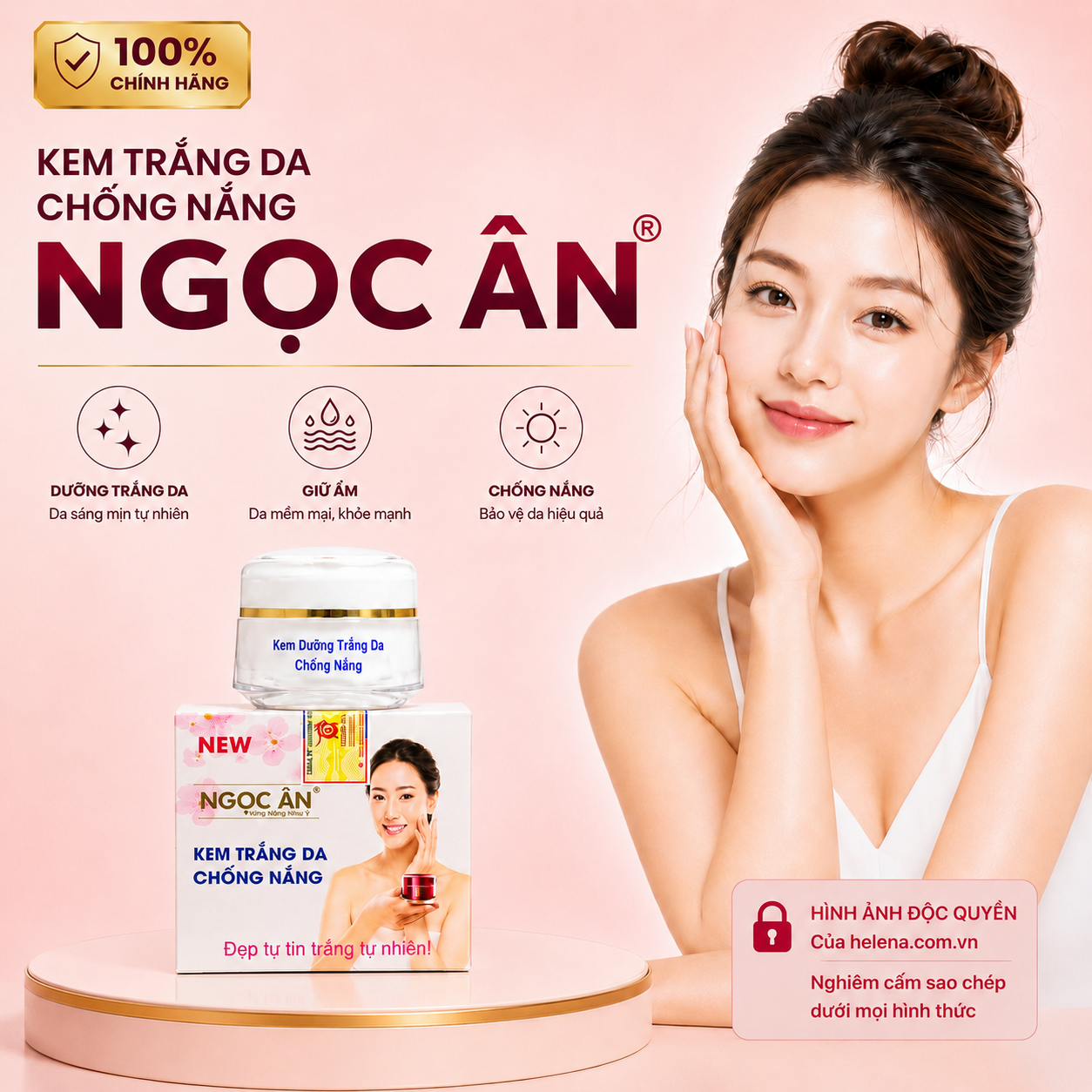 Kem Trắng Da, Chống Nắng Ngọc Ân 10g